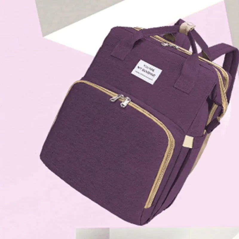 Nylon mother and baby bag with curved shoulder strap and USB charging port in multiple colour options