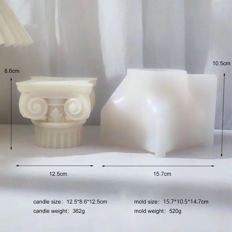 Silicone Roman pillar mould with irregular column shape for candle and craft making.
