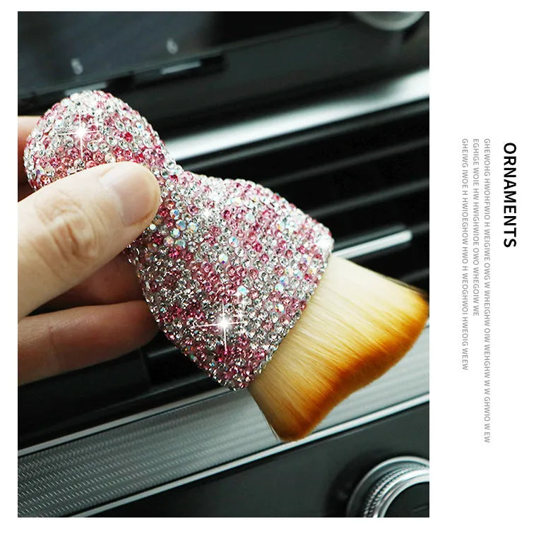 Car interior soft cleaning brush with flexible PVC construction and soft bristles for dashboard and vent dust removal