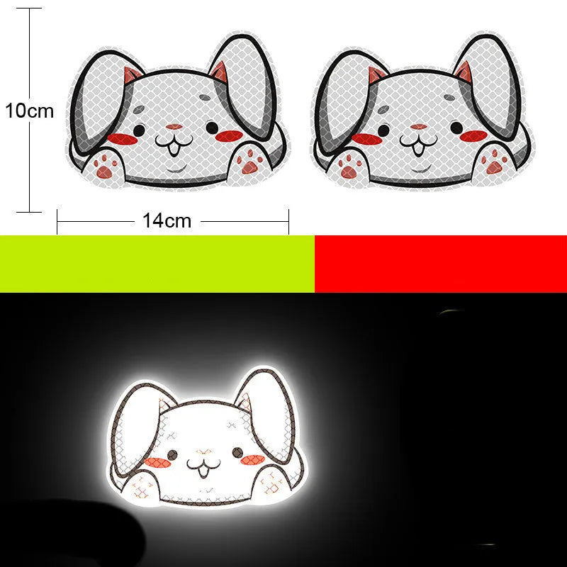 Pair of diamond-grade reflective warning stickers for vehicles measuring 9cm by 5cm