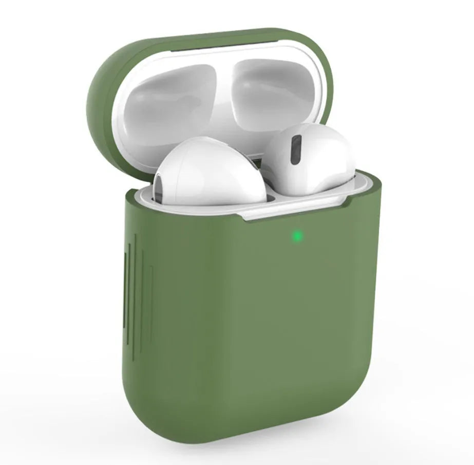 Silicone protective case cover for Apple AirPods 2 wireless headphones in multiple colour options.