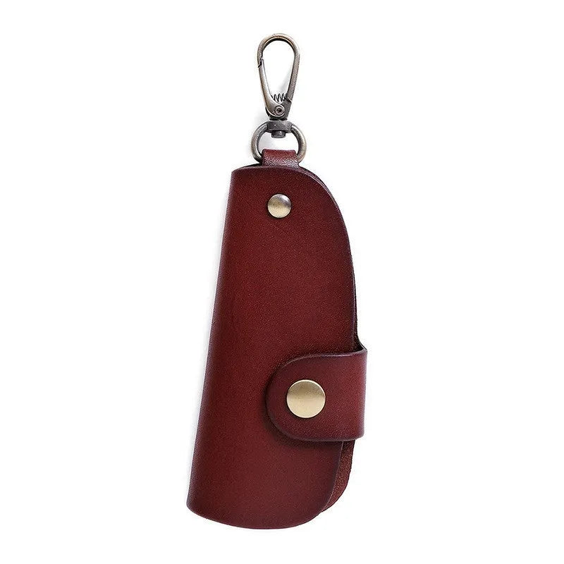 Genuine leather key storage bag for car keys in short length style