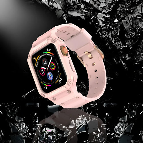 Apple Watch Series 8 compatible soft TPU sport strap in multiple colours showing 42mm and 38mm size options.