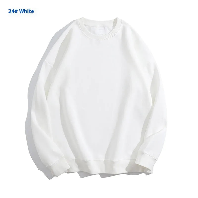 Cotton solid color round neck off shoulder sweater in loose pullover style with long sleeves available in various colours