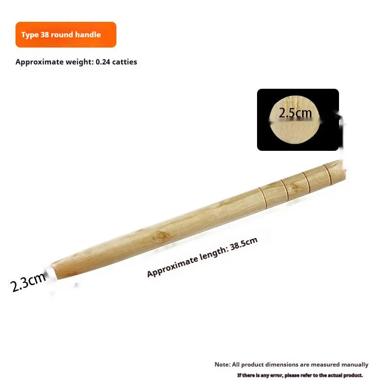 Solid locust wood replacement handles for axes, hoes, and sickles in various lengths on a plain background.