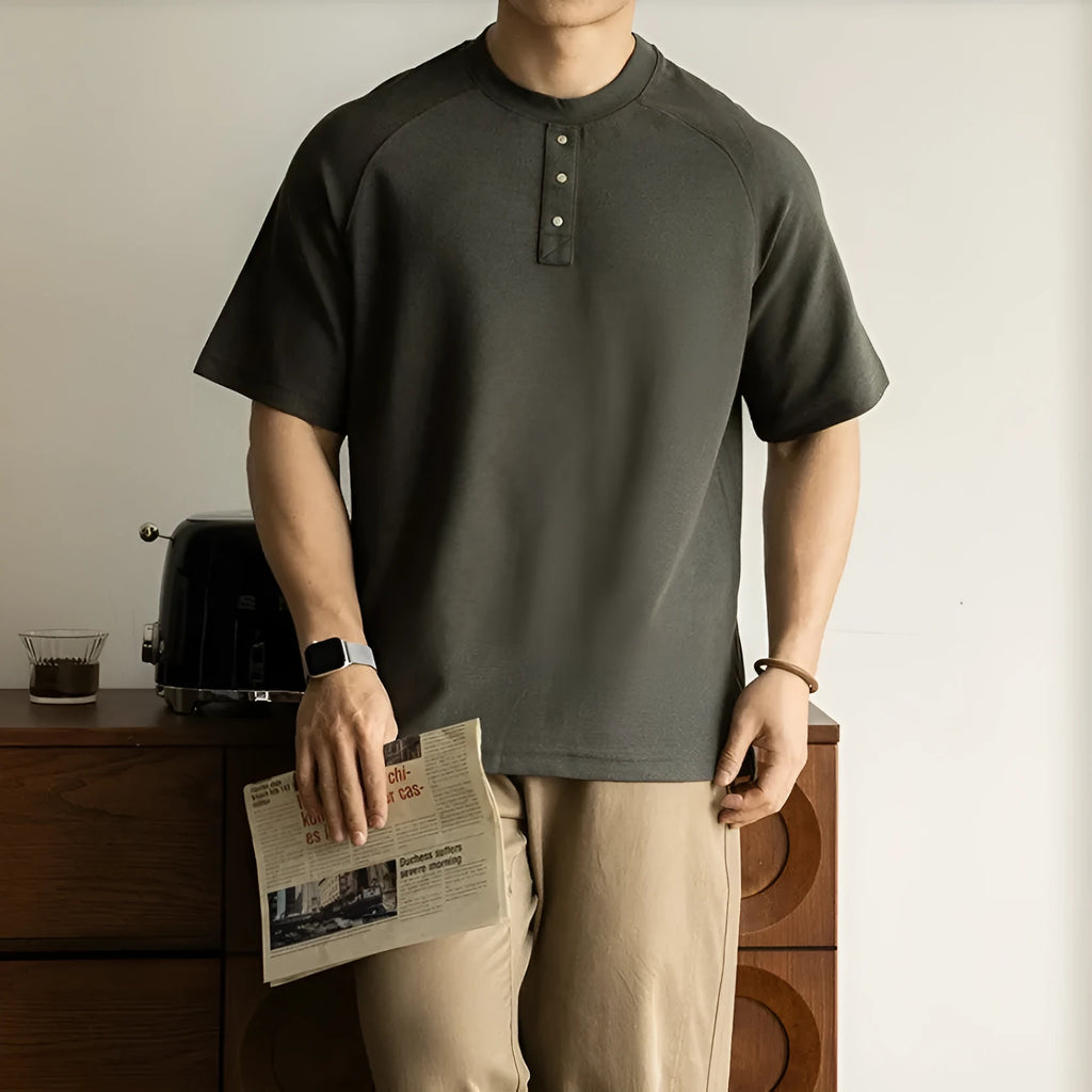 Women's casual pullover top with raglan sleeves and terry texture fabric in loose-fitting style