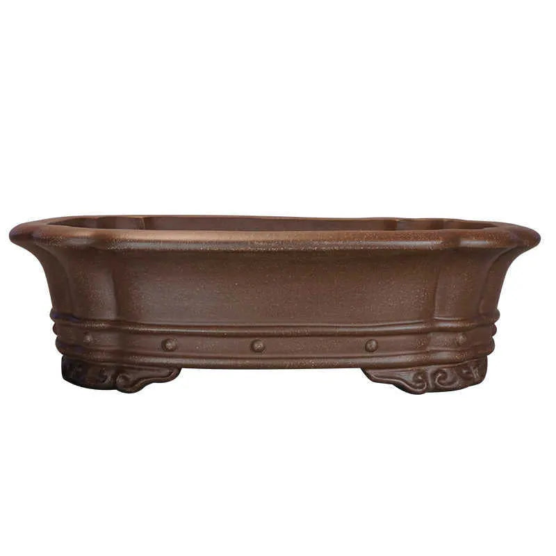 Purple sand handmade rectangular begonia flower pot for desktop plants