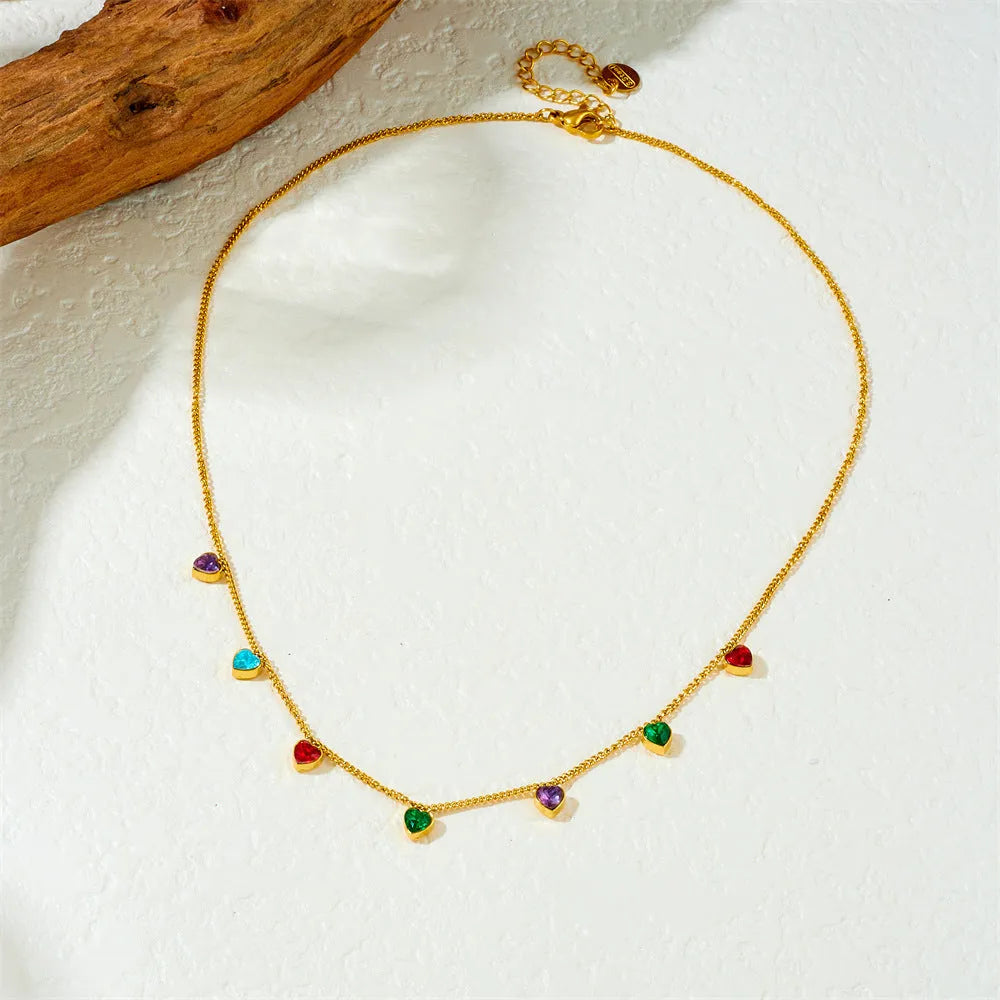 Women's gold-plated stainless steel necklace with heart-shaped pendant on adjustable 41-50cm chain