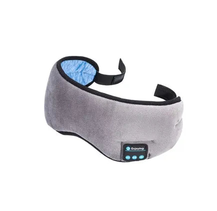 Black Bluetooth sleep mask with integrated wireless headphones for music playback and sleep aid