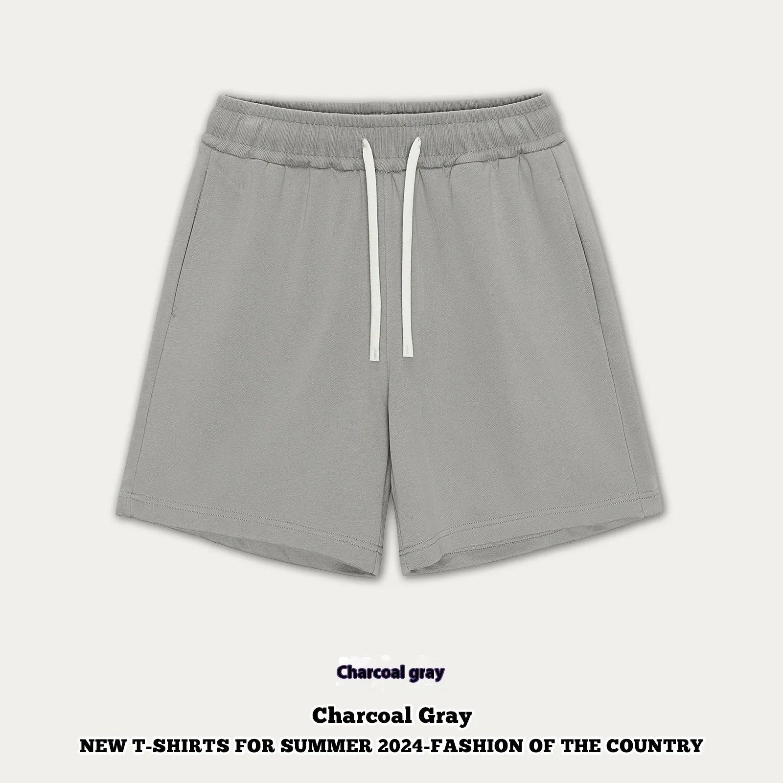 Loose fit cotton denim casual shorts for baby boys and girls in charcoal grey colour