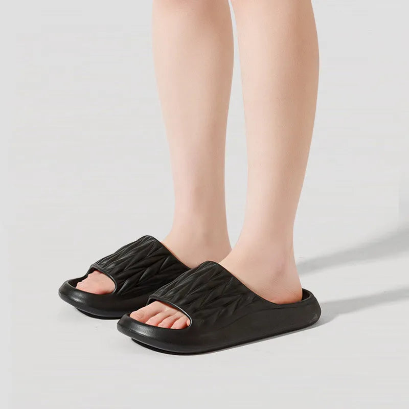 Leaf texture design EVA indoor slippers for women and men in assorted colours