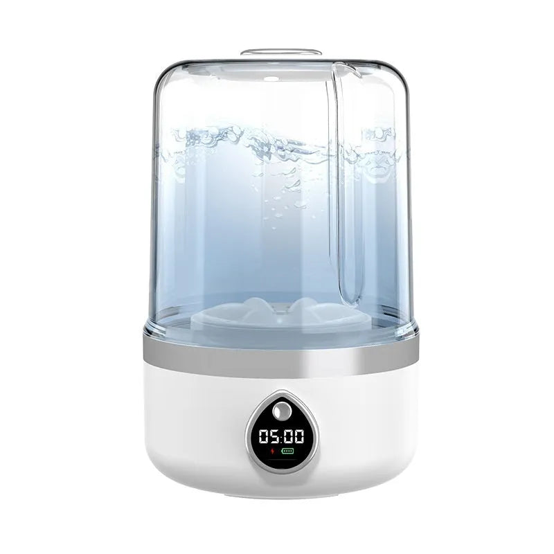 White portable USB-powered mini washing machine with waterproof storage compartment