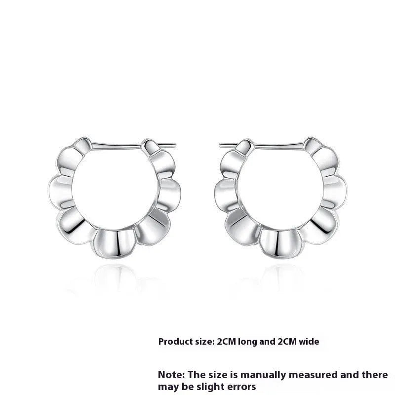 Sterling silver geometric earrings with round elements and retro design