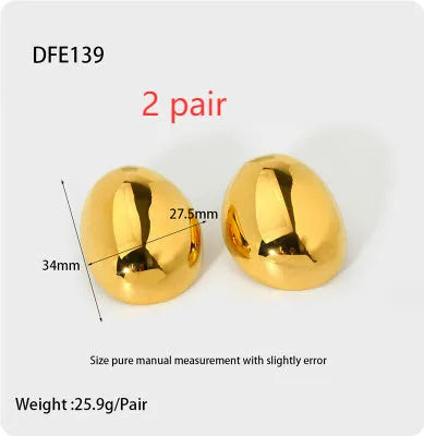 Geometric stainless steel ear studs with exaggerated glazed surface in DFE139 colour