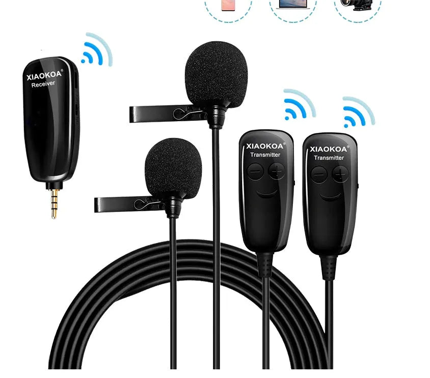 Black mobile phone lavalier microphone with 3.5mm plug for clear voice recording