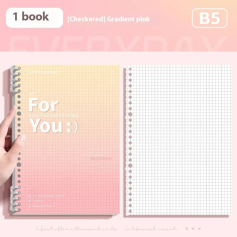 Removable coil gradient notepad with PP cover in blue, green, pink, and purple colours