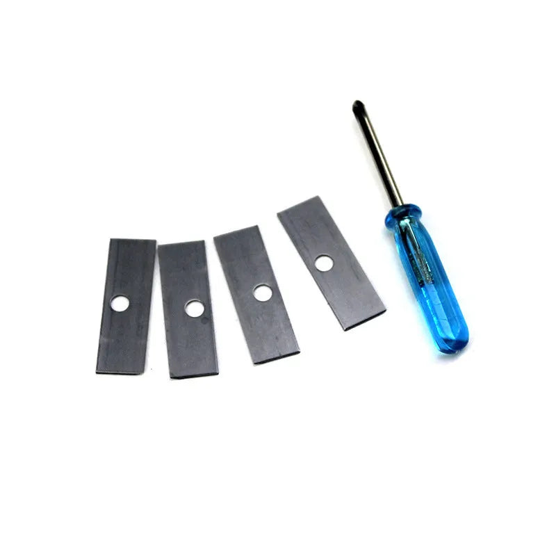 Geometric-shaped four-hole pencil sharpener with plastic construction and screwdriver accessory