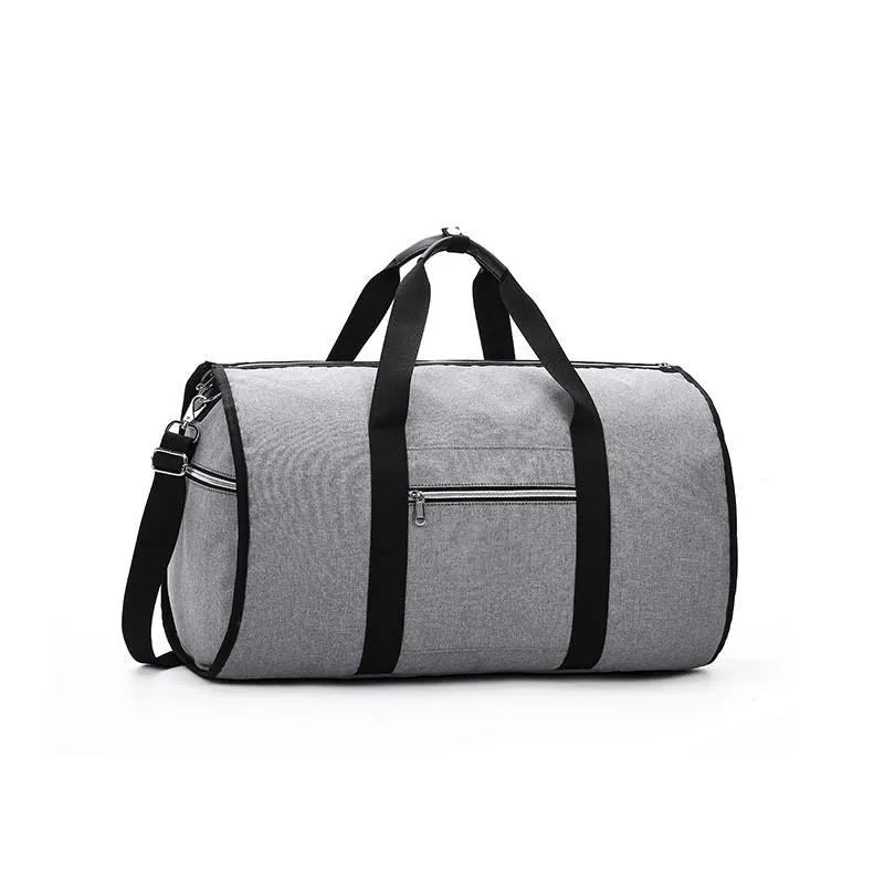 Medium-sized cylinder travel bag in red, light grey, blue, or black colour with zipper opening