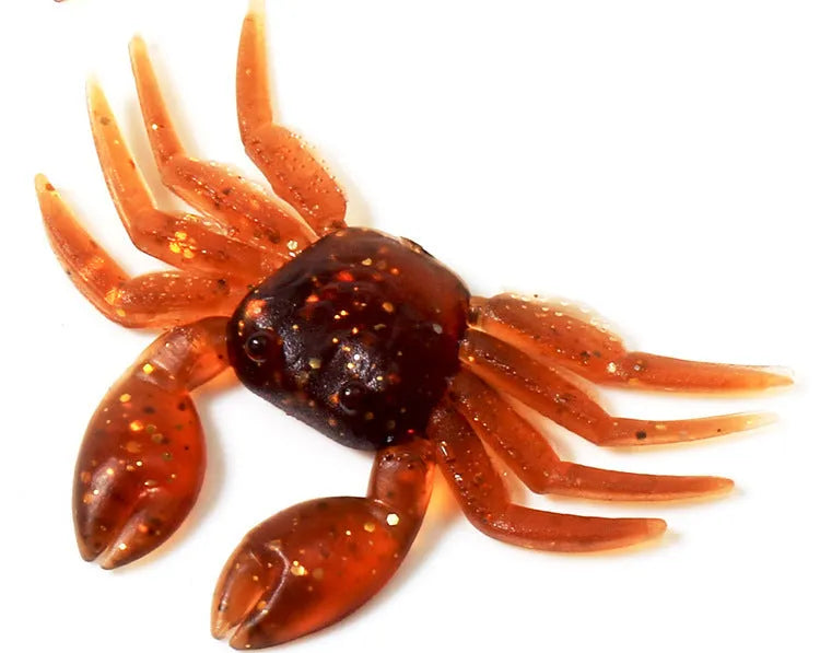 8cm PVC crab fishing lure in red crab and brown crab colour variants for freshwater and saltwater fishing