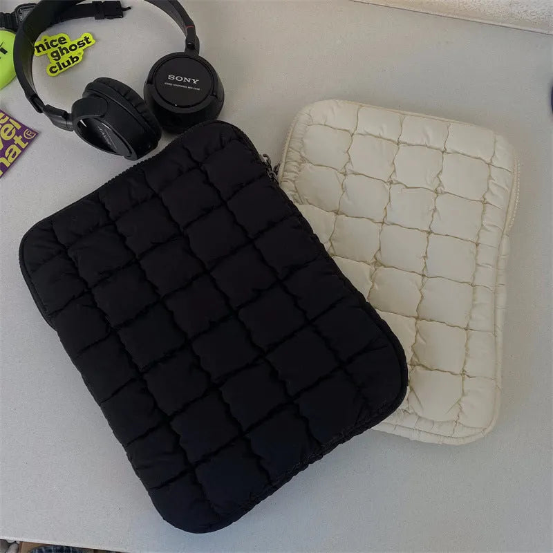 Black and white nylon laptop bag with cloud cotton storage compartments for 11-inch to 15.6-inch devices
