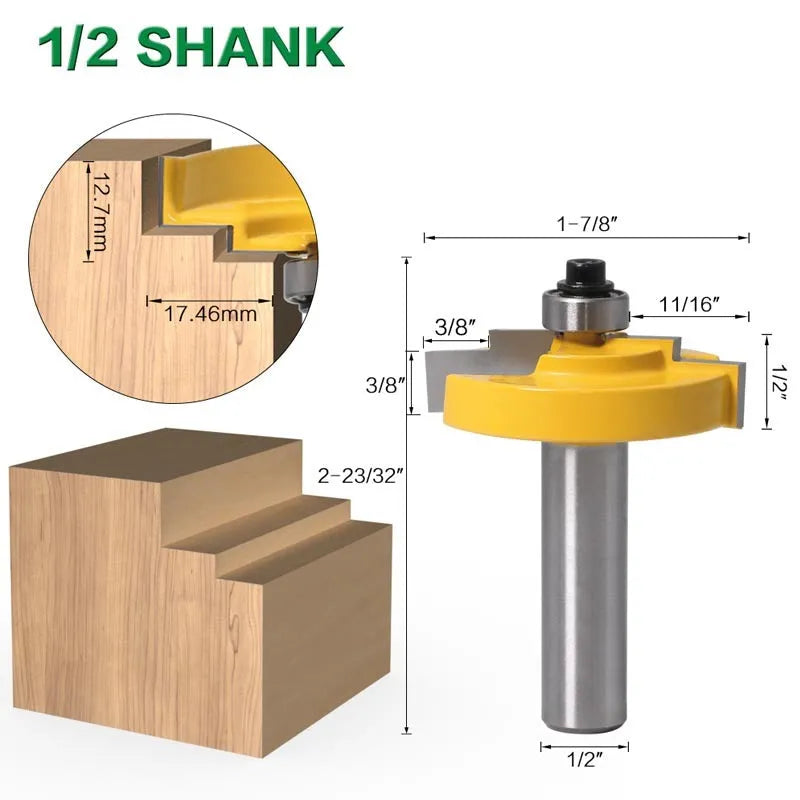 Carbide door and window step knife with 8mm round shank and 12.7mm blade for router.