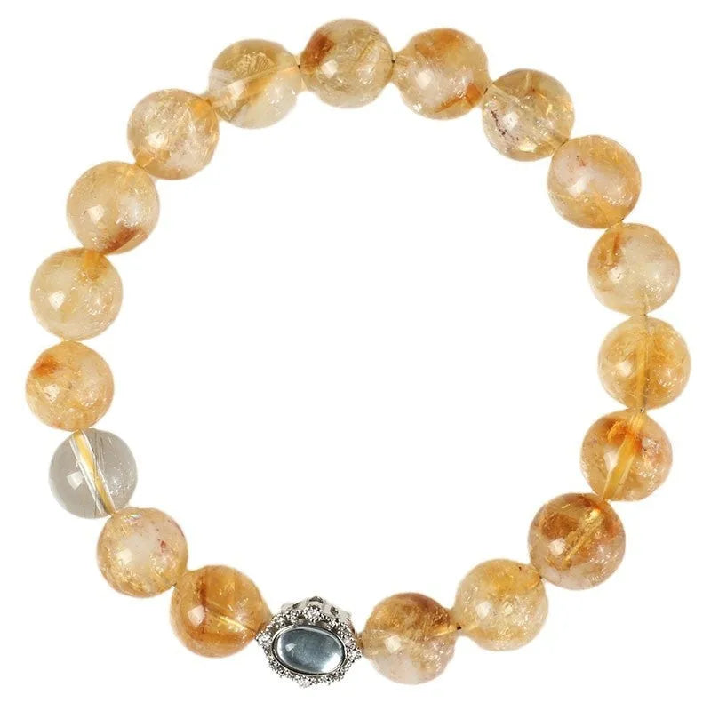 Crystal citrine bracelet with 10mm geometry-shaped element and polished surfaces