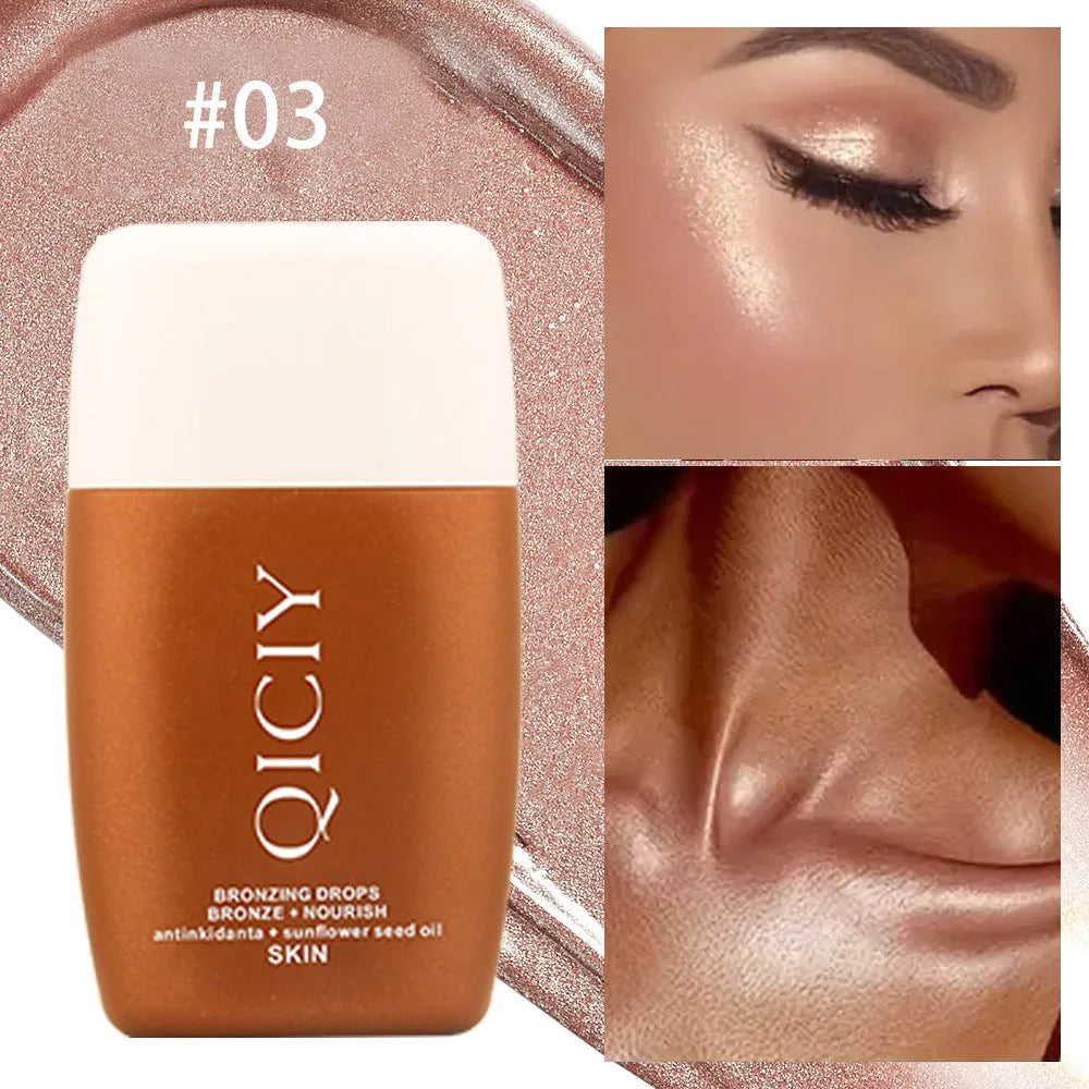 30ml face and body highlight contour liquid bottle with four shade options for natural brightening
