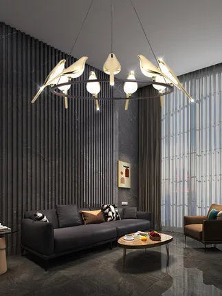Modern simple iron chandelier hall lamp with aluminium alloy body and adjustable height.