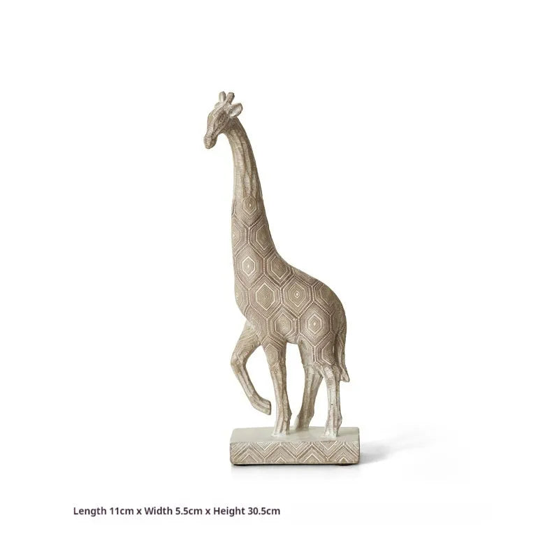 Wood colour giraffe decorative ornament with European styling measuring 30.5cm tall