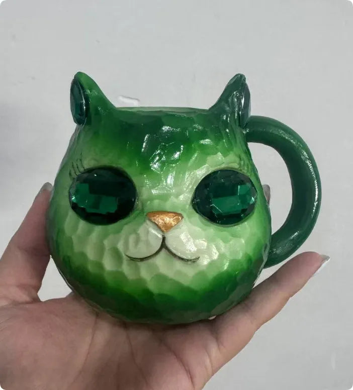 Resin crystal cat cup decorative craft in American style design