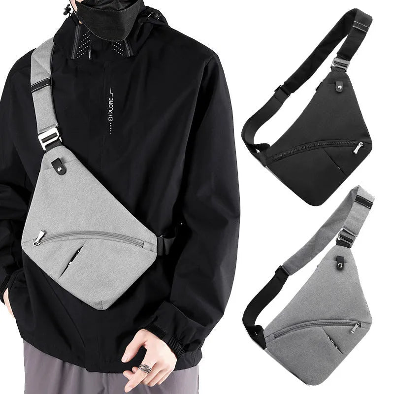 Men's Oxford cloth crossbody chest bag in urban simplicity style with letter pattern elements