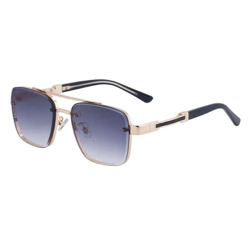 Men's vintage sunglasses with PC lenses in gold double gray colour with European styling