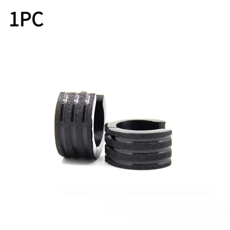 Korean style geometric three-line frosted earrings in electroplated titanium steel