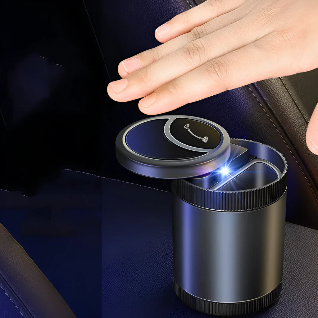 Automatic sensing ashtray in vehicle mounting position with USB connectivity port