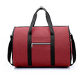 Medium-sized cylinder travel bag in red, light grey, blue, or black colour with zipper opening