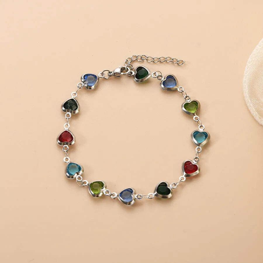 Stainless steel geometric heart bracelet in multiple colour options