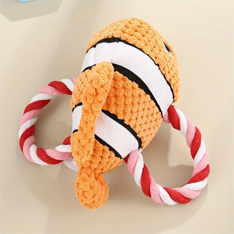 Turtle shaped dog chewing toy with rope knot legs and natural rubber shell in grey, green or orange