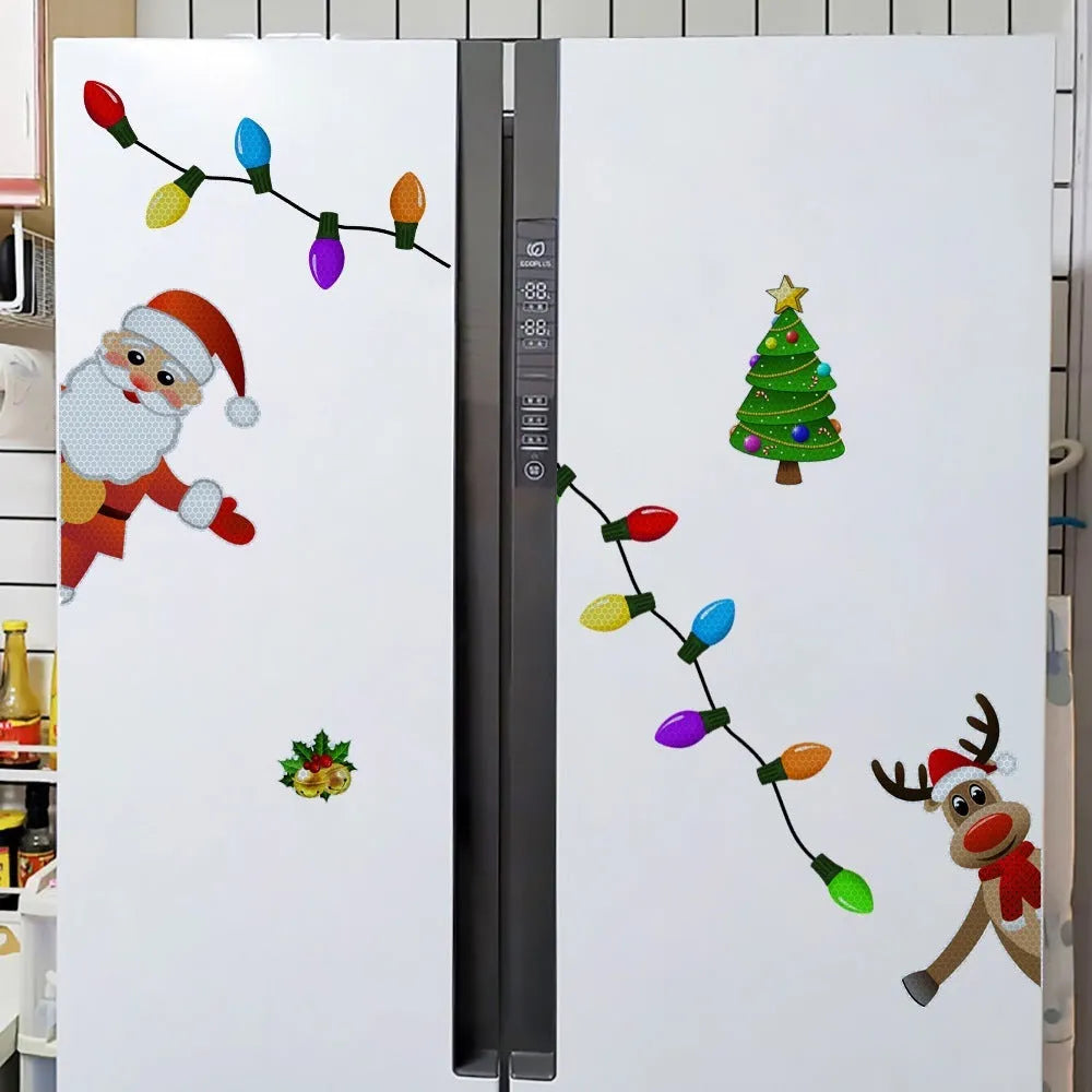 Christmas elk cartoon design reflective magnetic car decoration sticker with 6 colour thread detailing