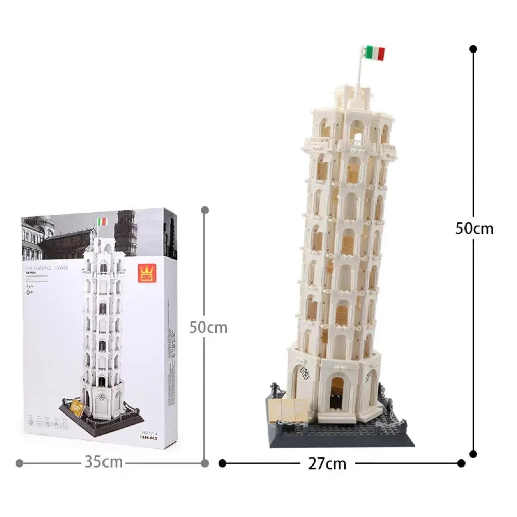 Wange plastic building block set with over 800 pieces for constructing landmark models including Big Ben and the Statue of Liberty.