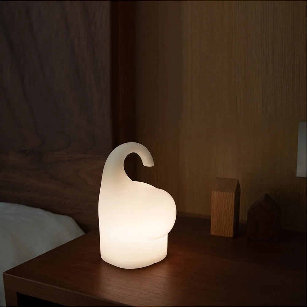 White elephant silicone night light with soft LED glow for bedroom bedside