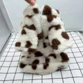 Polyester plush warm coat for small dogs in British style, available in pink and brown colours