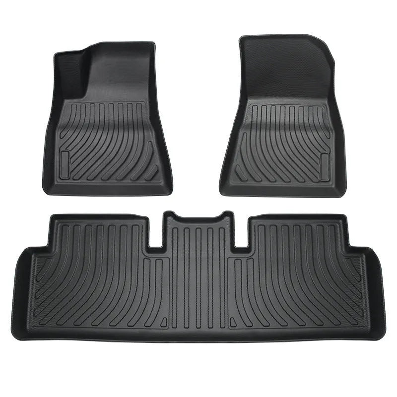 Rubber Tesla car floor mats with TPE footrests for Model 3, Y, S, and X vehicles