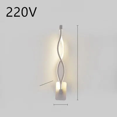 Minimalist Nordic-style LED wall lamp mounted on a wall, shown in a black finish with a soft glow.