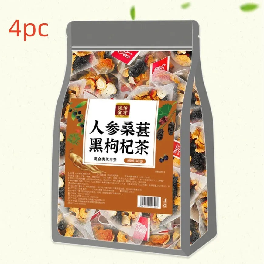 Ginseng black wolfberry tea in 40 individual sachets with total 200g weight