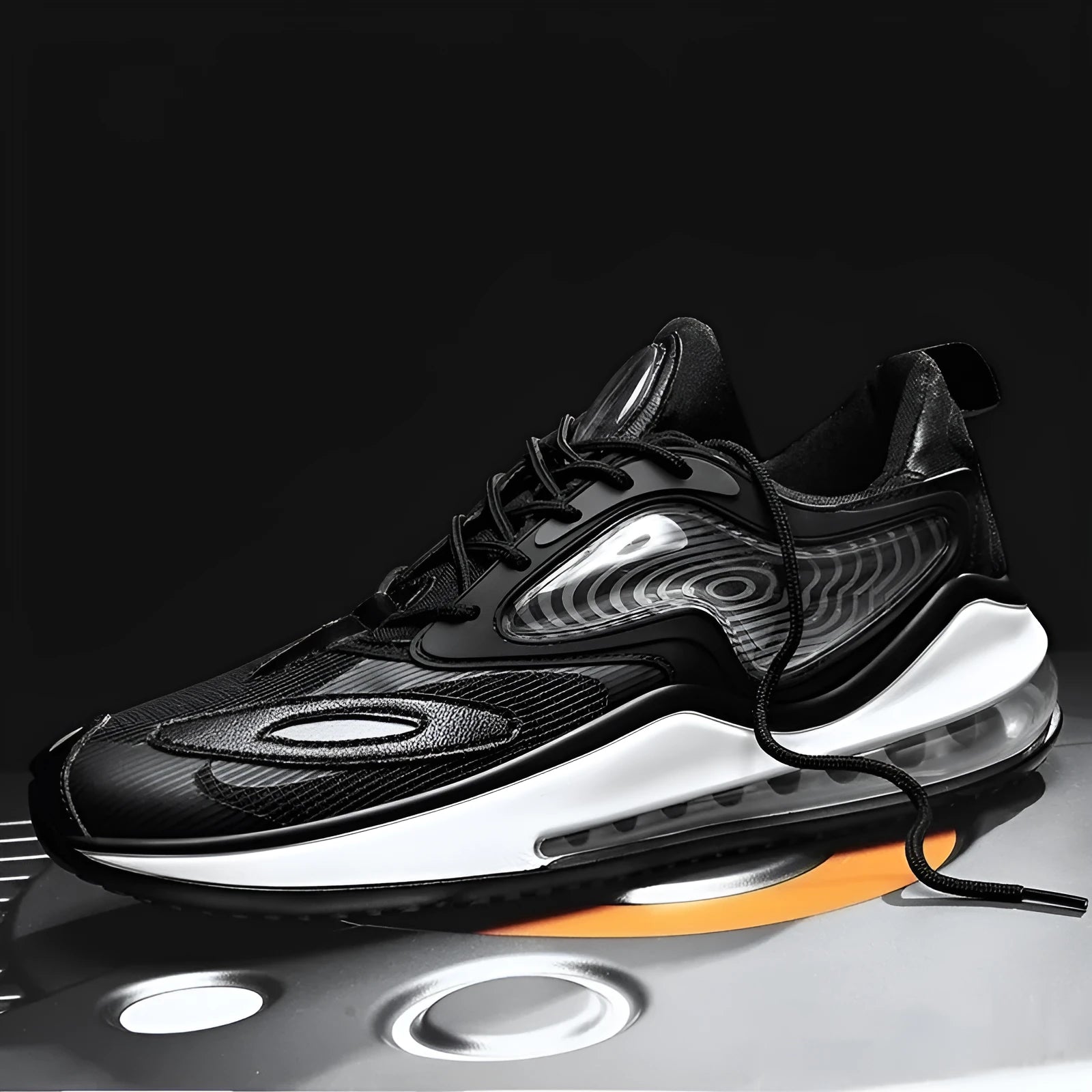 Men's summer casual shoes with air cushion height increasing system in Space Black colour