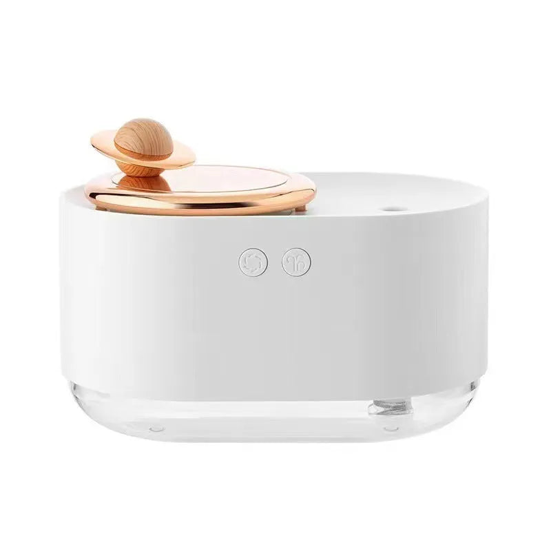 Rotating planet humidifier in colourful ABS plastic with USB charging cable
