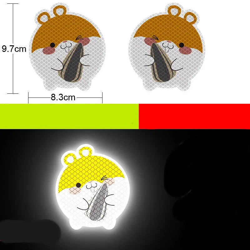 Pair of diamond-grade reflective warning stickers for vehicles measuring 9cm by 5cm