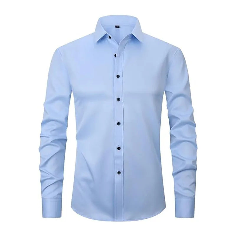 Men's long sleeve stretch work shirt in polyester, shown in a colour from the range of fifteen options.