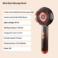Black handheld LED light massage hair comb with red and blue lights, Type-C charging port visible.