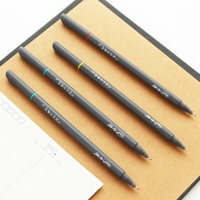 Set of ten 0.38mm fine tip technical drafting pens with syringe stroke mechanism, each 15.8cm long.